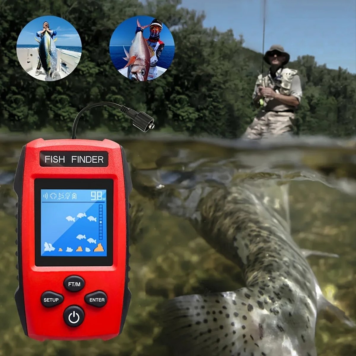 Color LCD Fish Finder Wired So - Fish Finder Transducer ulasan dan harga